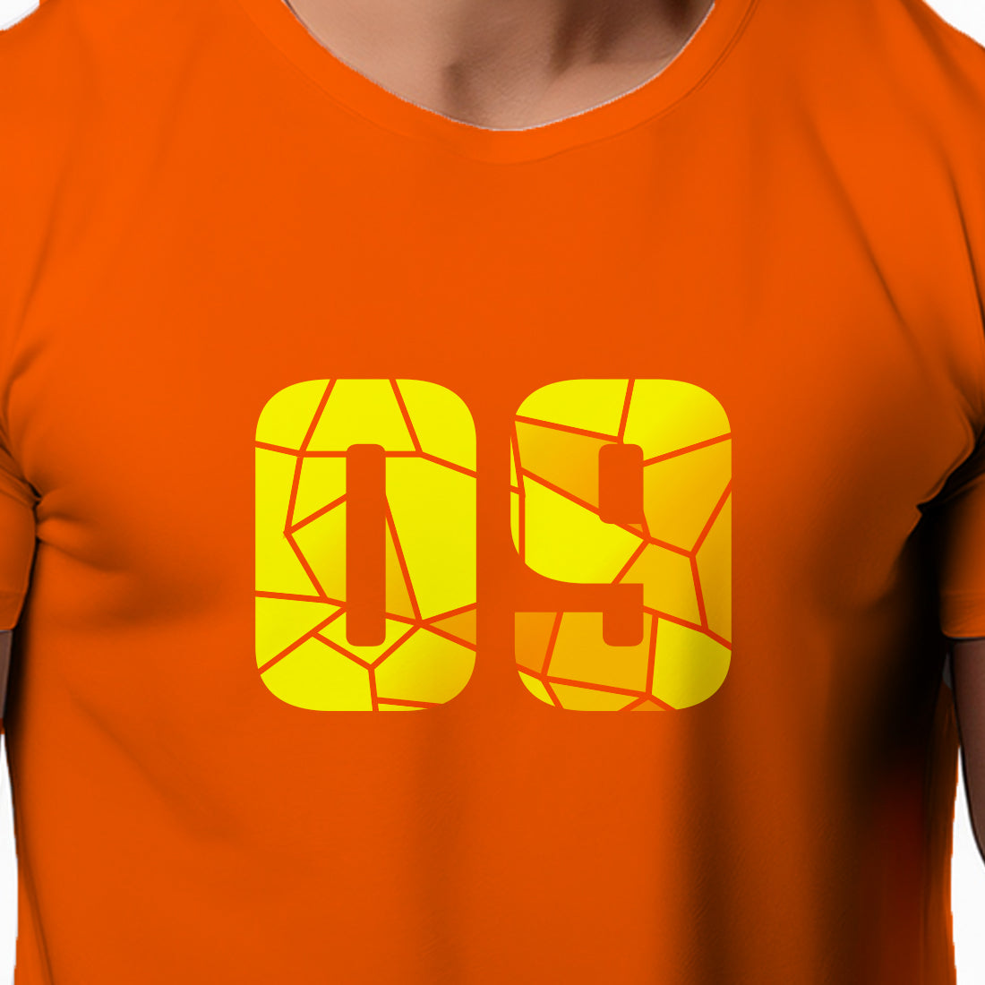 09 Number Men Unisex T-Shirt (Orange)
