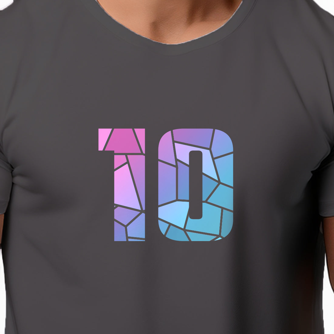 10 Number Men Unisex T-Shirt (Charcoal Grey)