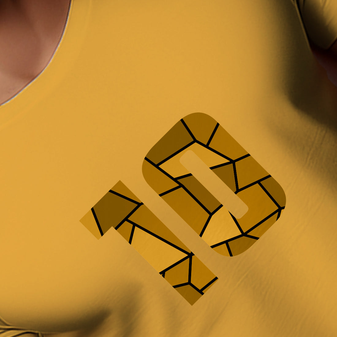 10 Number Men Unisex T-Shirt (Golden Yellow)