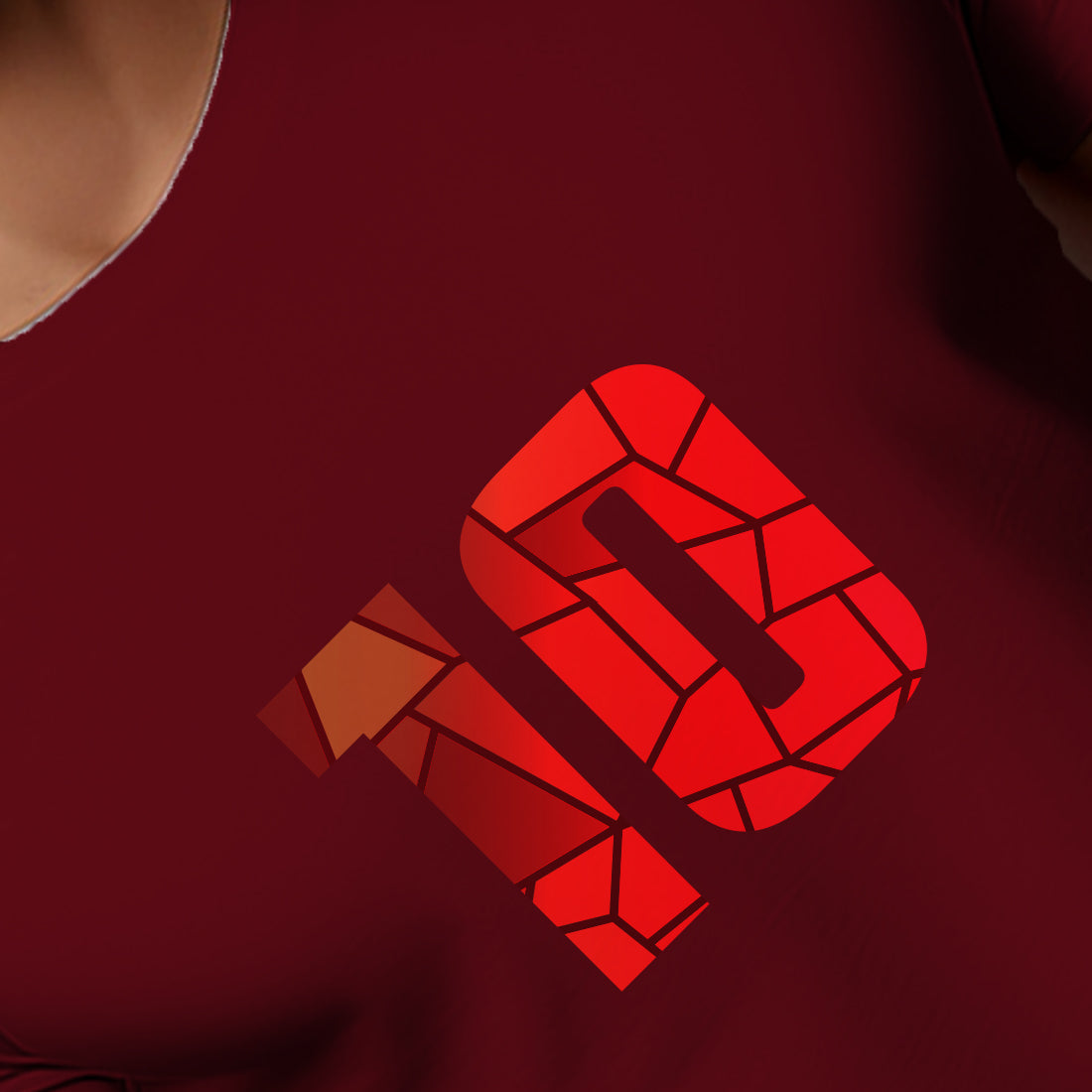 10 Number Men Unisex T-Shirt (Maroon)