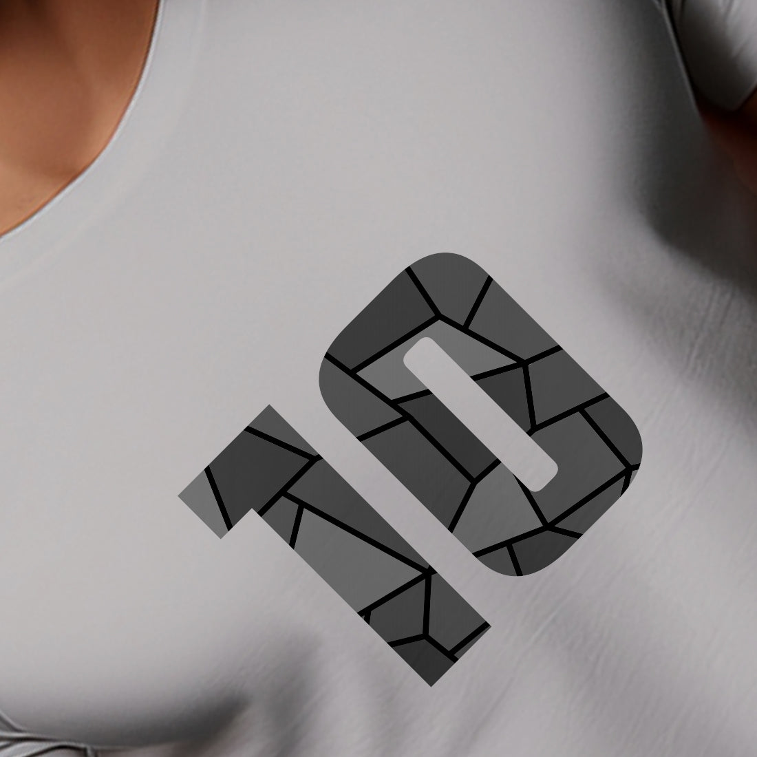 10 Number Men Unisex T-Shirt (Melange Grey)