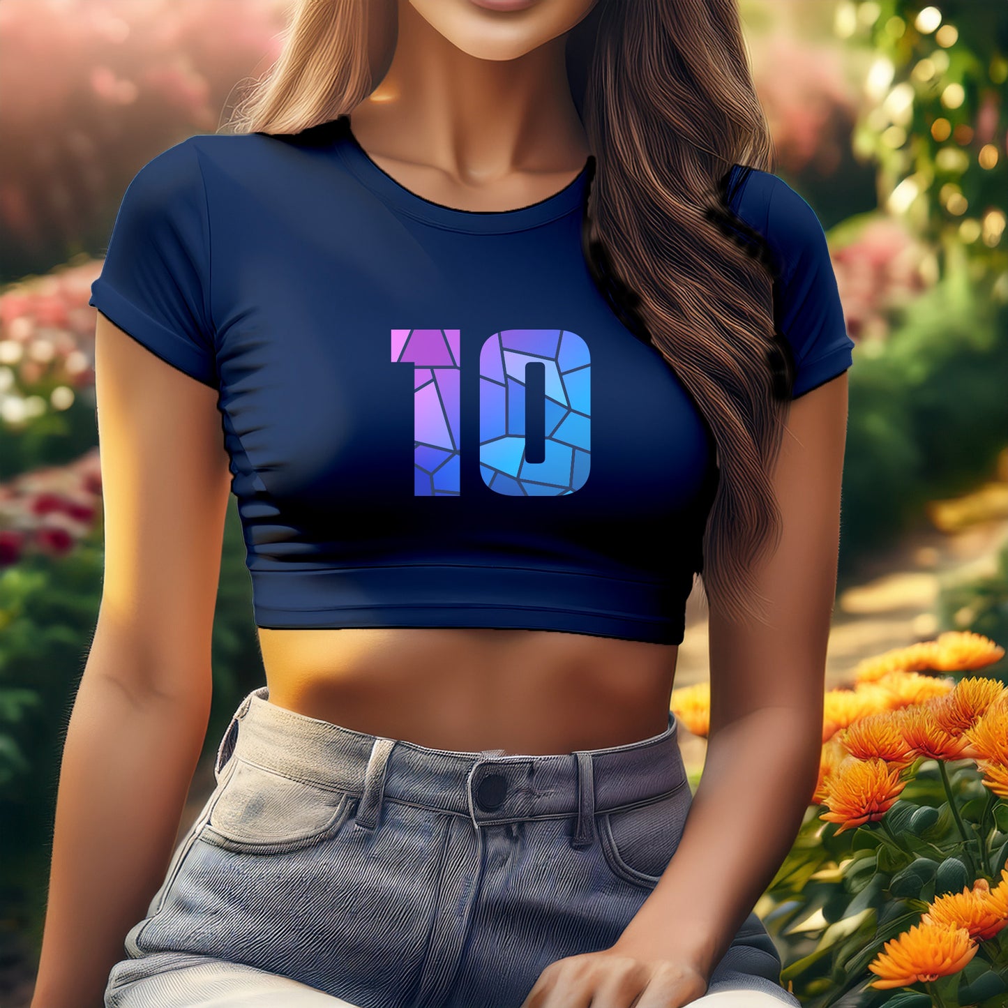 10 Number Women Crop Top (Navy Blue)