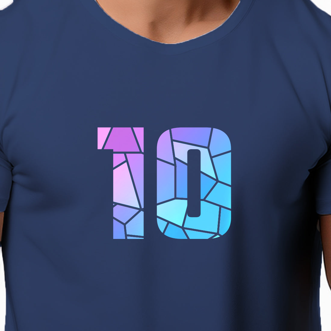 10 Number Men Unisex T-Shirt (Navy Blue)