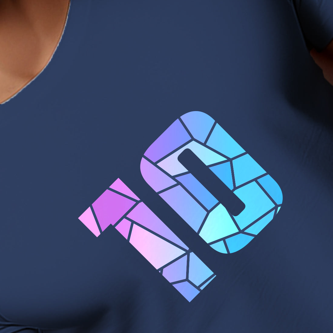 10 Number Men Unisex T-Shirt (Navy Blue)
