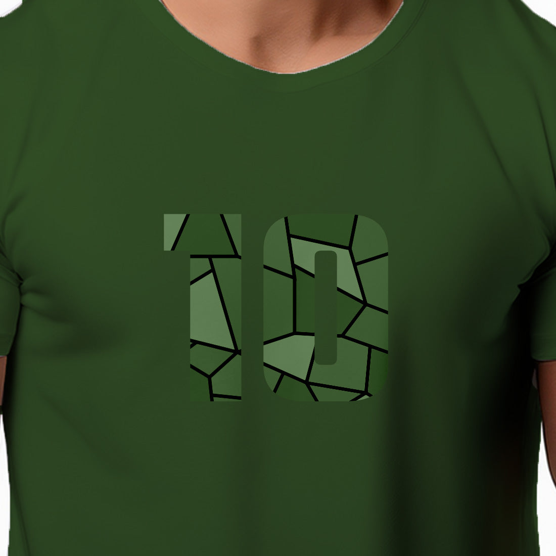10 Number Men Unisex T-Shirt (Olive Green)