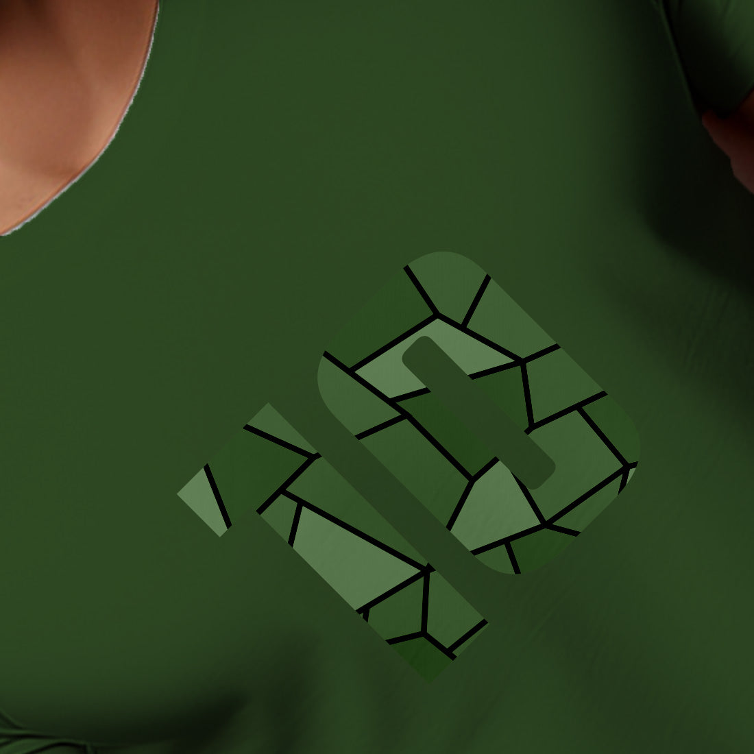 10 Number Men Unisex T-Shirt (Olive Green)