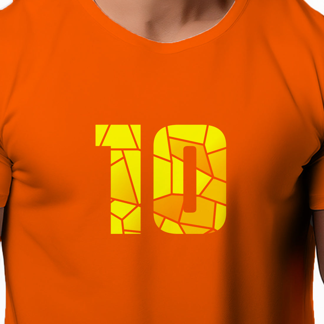 10 Number Men Unisex T-Shirt (Orange)