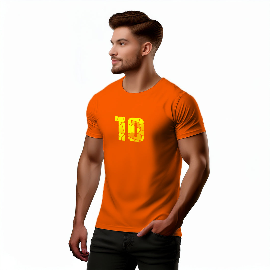 10 Number Men Unisex T-Shirt (Orange)