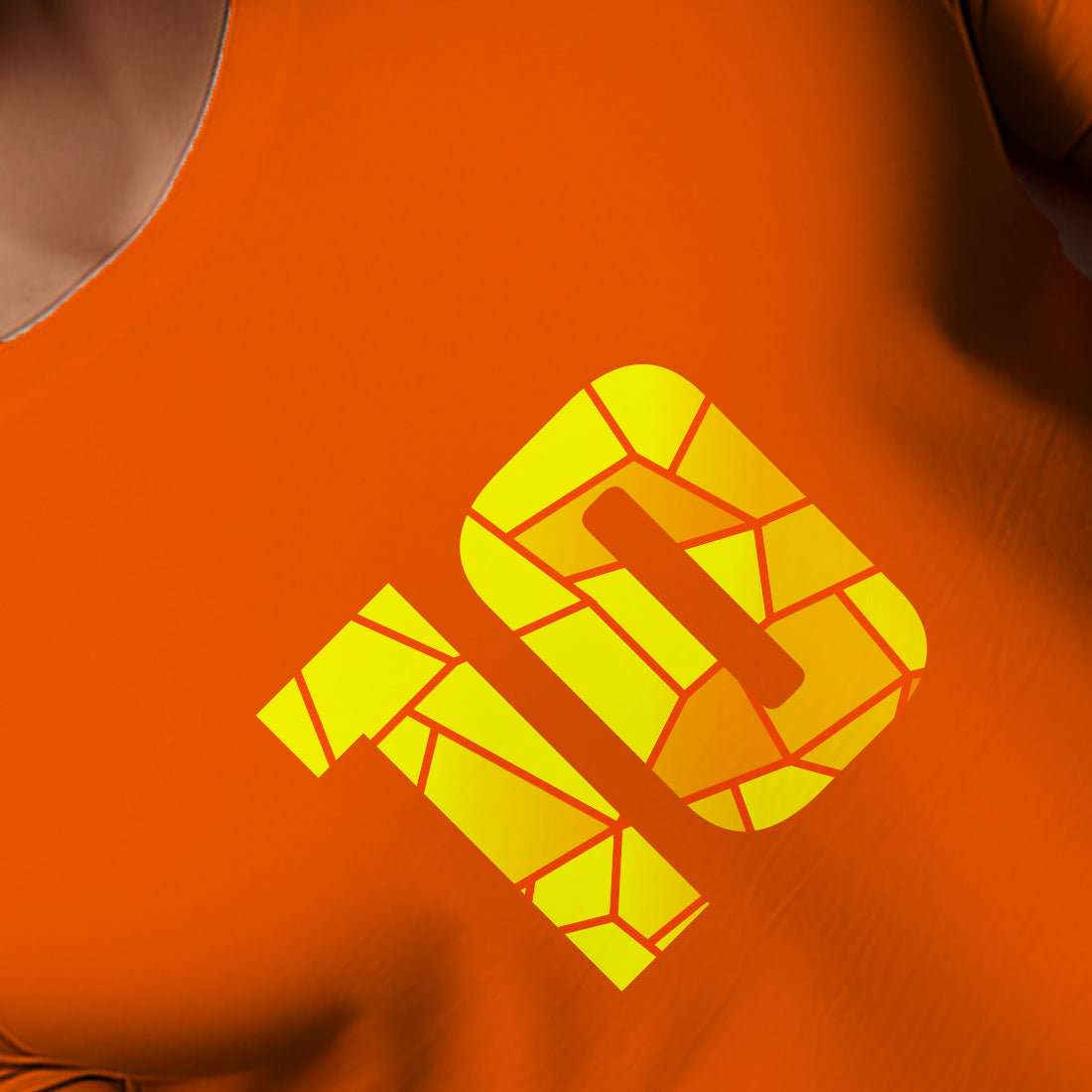 10 Number Men Unisex T-Shirt (Orange)