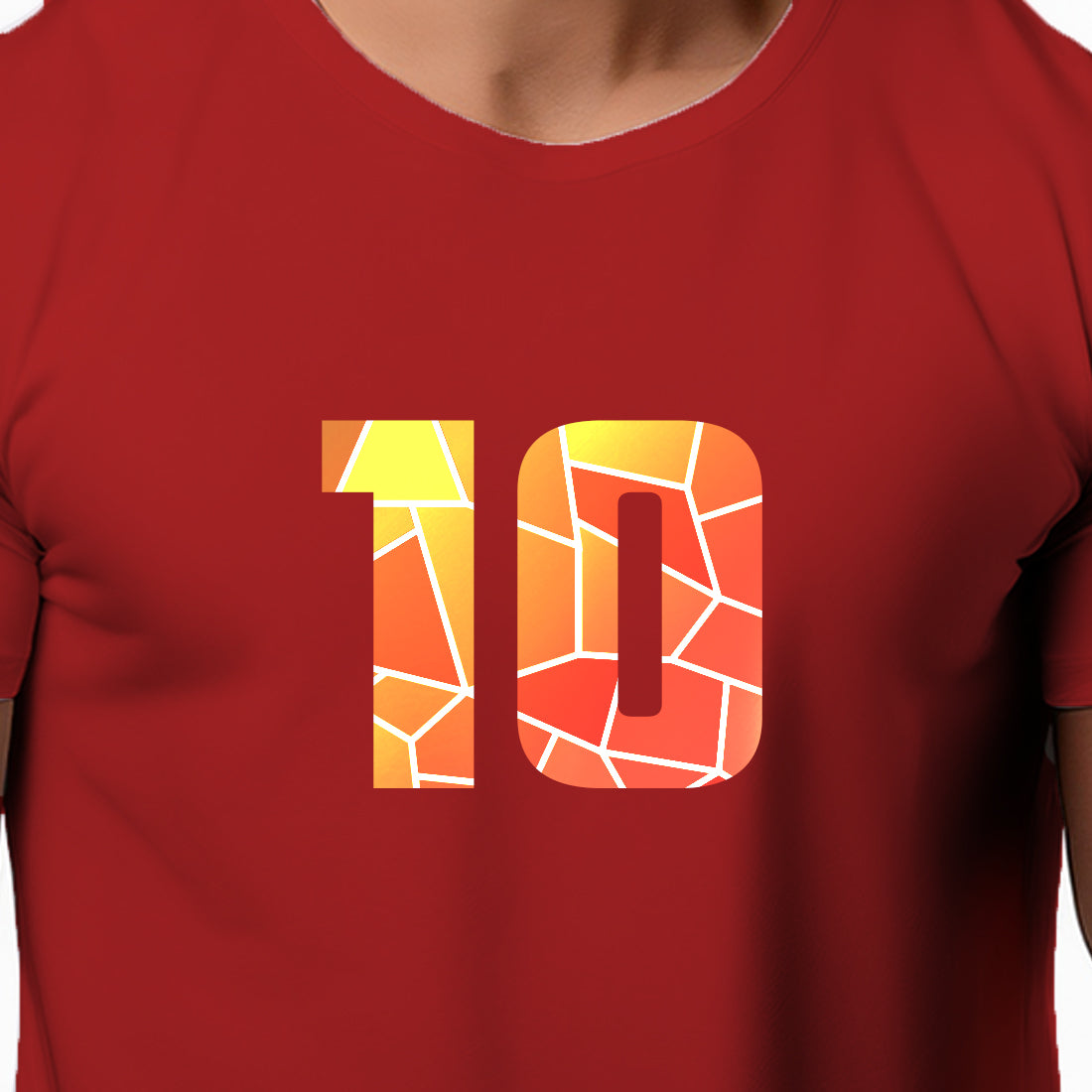 10 Number Men Unisex T-Shirt (Red)