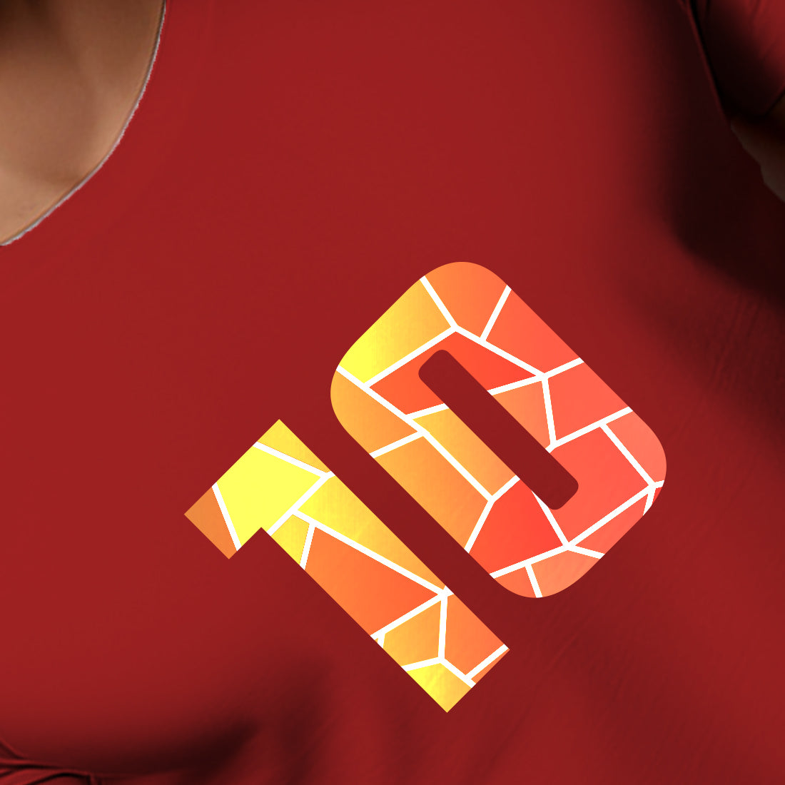 10 Number Men Unisex T-Shirt (Red)