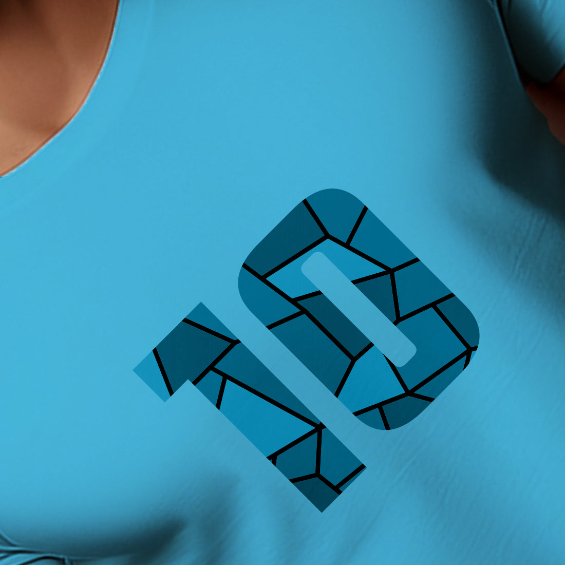 10 Number Men Unisex T-Shirt (Sky Blue)