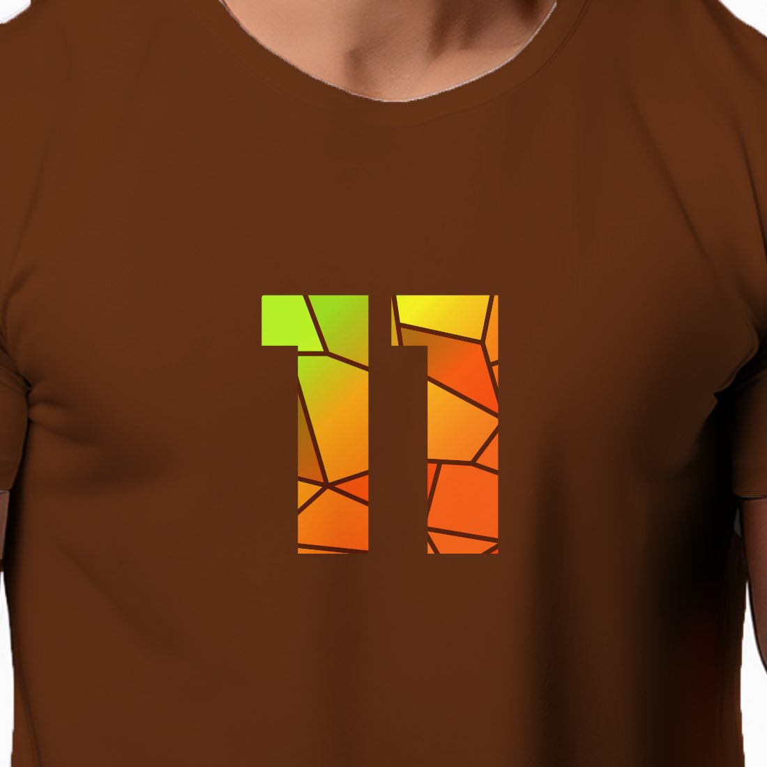 11 Number Men Unisex T-Shirt (Brown)