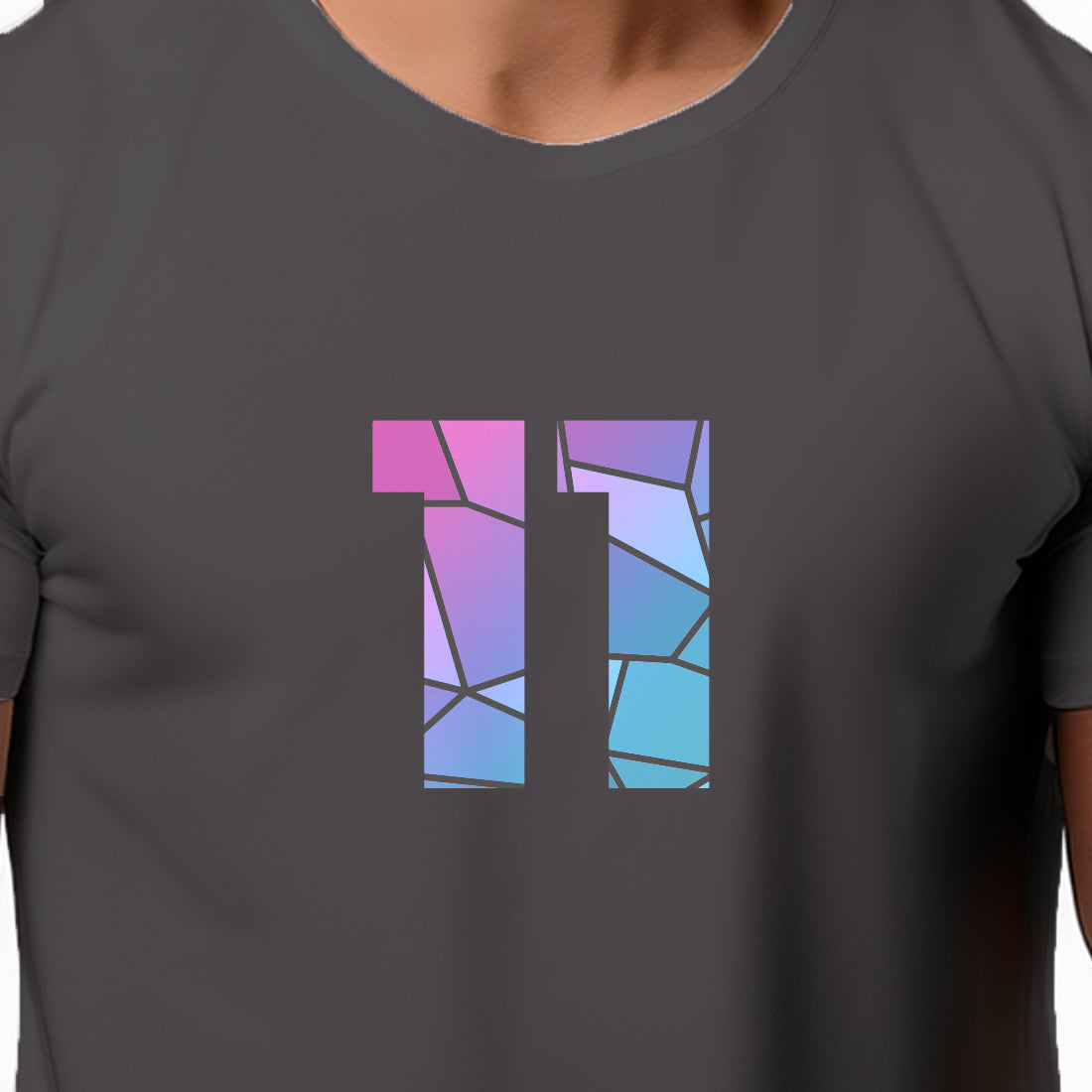 11 Number Men Unisex T-Shirt (Charcoal Grey)