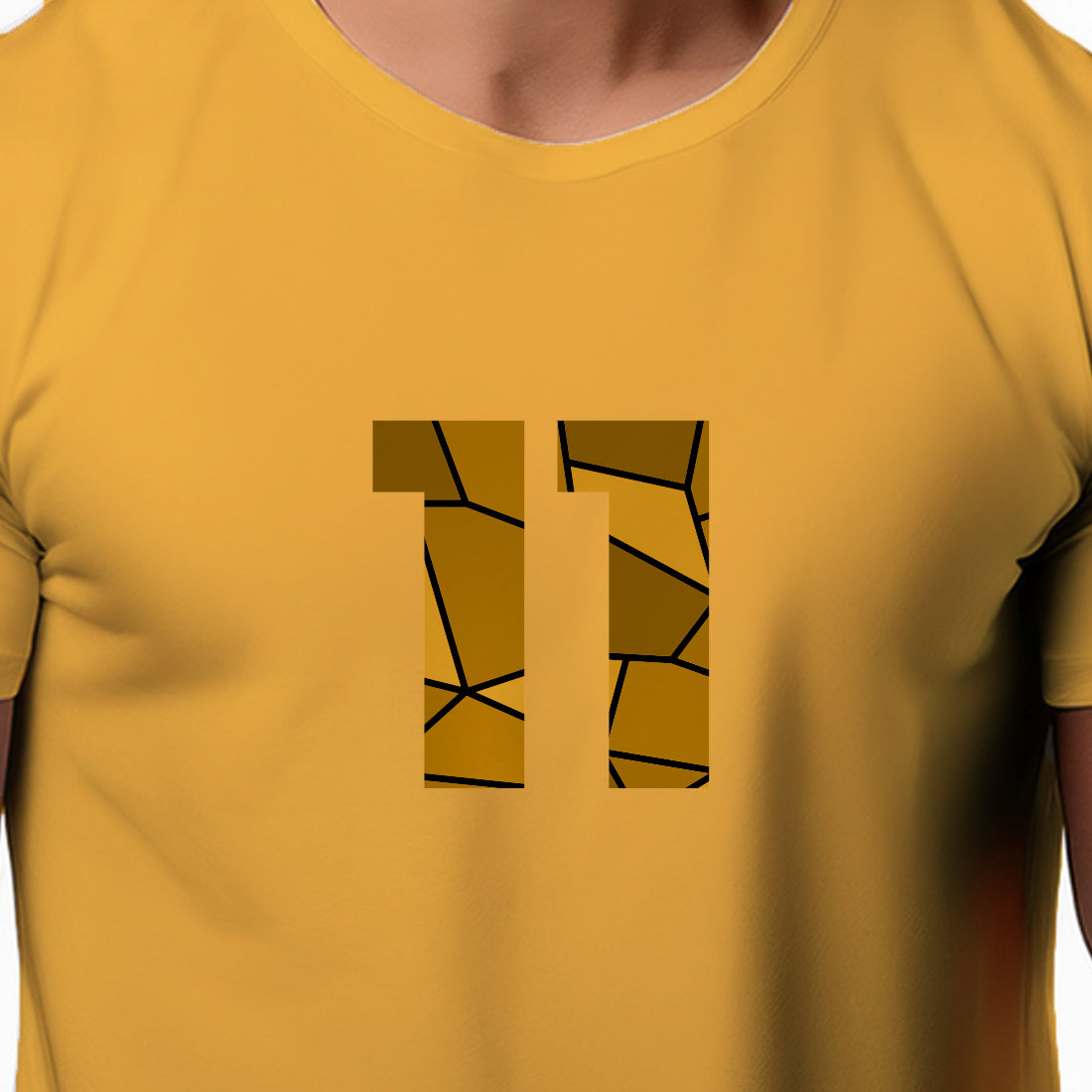 11 Number Men Unisex T-Shirt (Golden Yellow)
