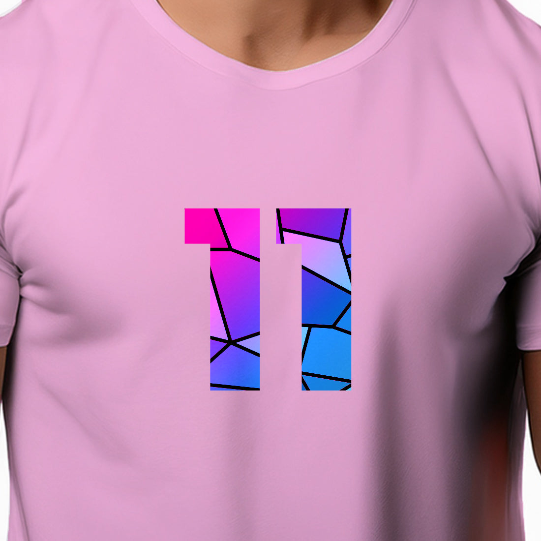 11 Number Men Unisex T-Shirt (Light Pink)