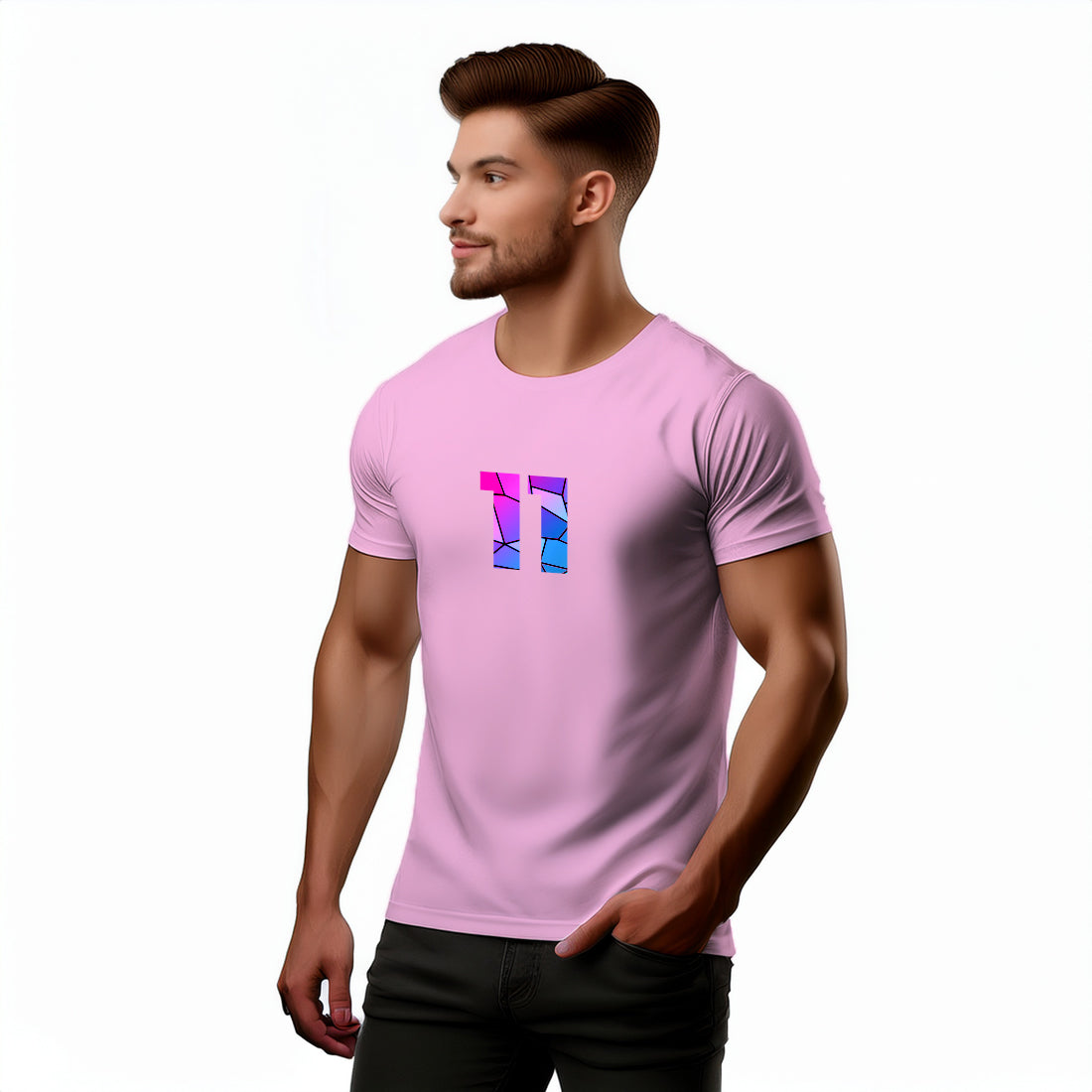 11 Number Men Unisex T-Shirt (Light Pink)