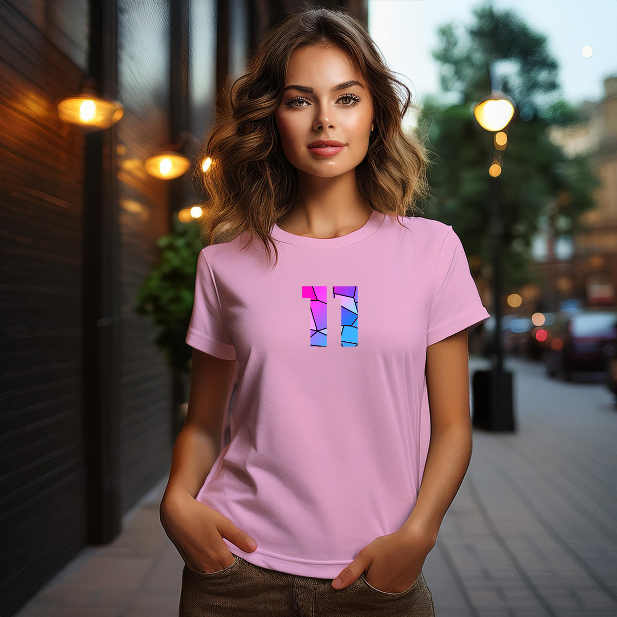 11 Number Women T-Shirt (Light Pink)