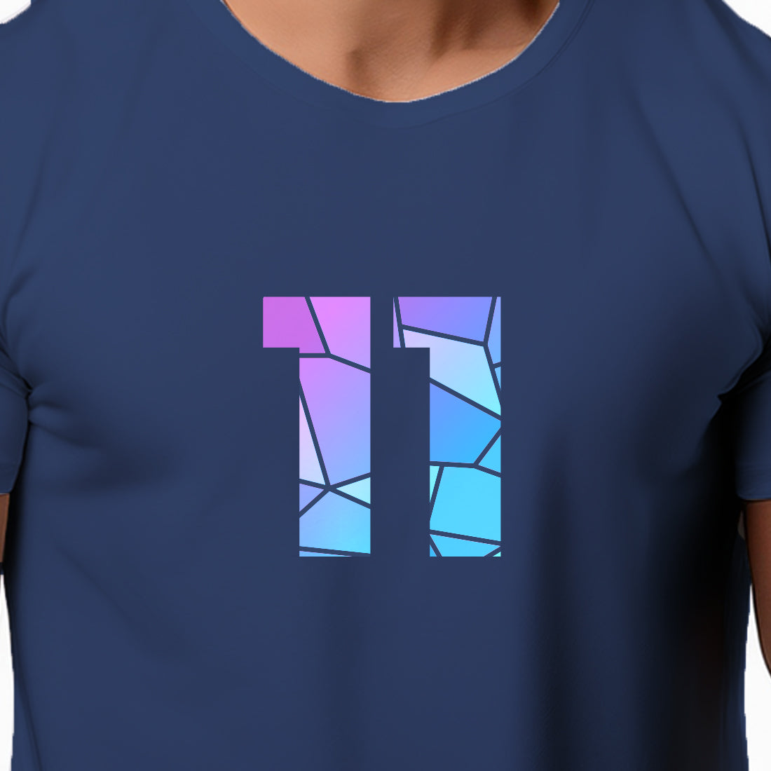 11 Number Men Unisex T-Shirt (Navy Blue)