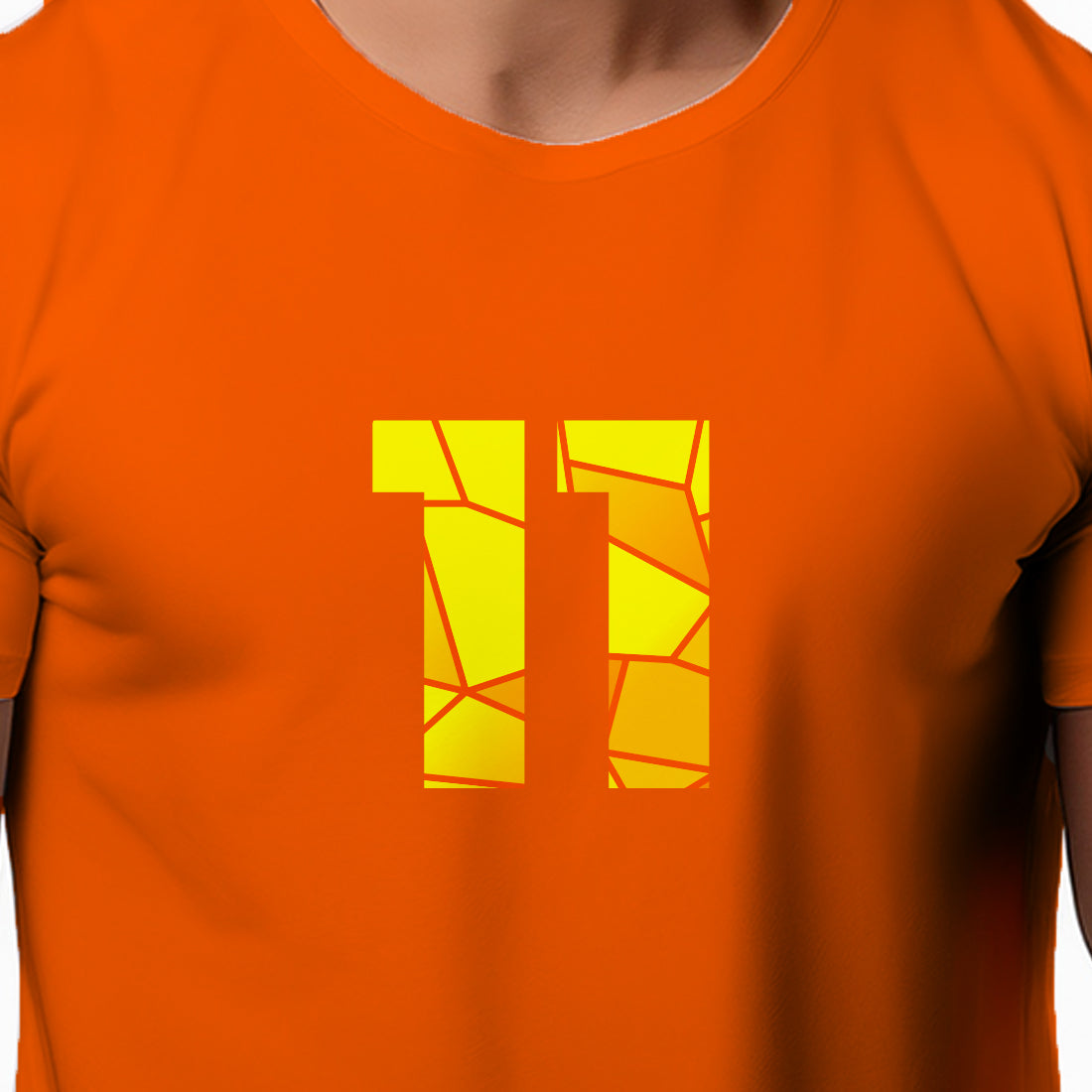 11 Number Men Unisex T-Shirt (Orange)