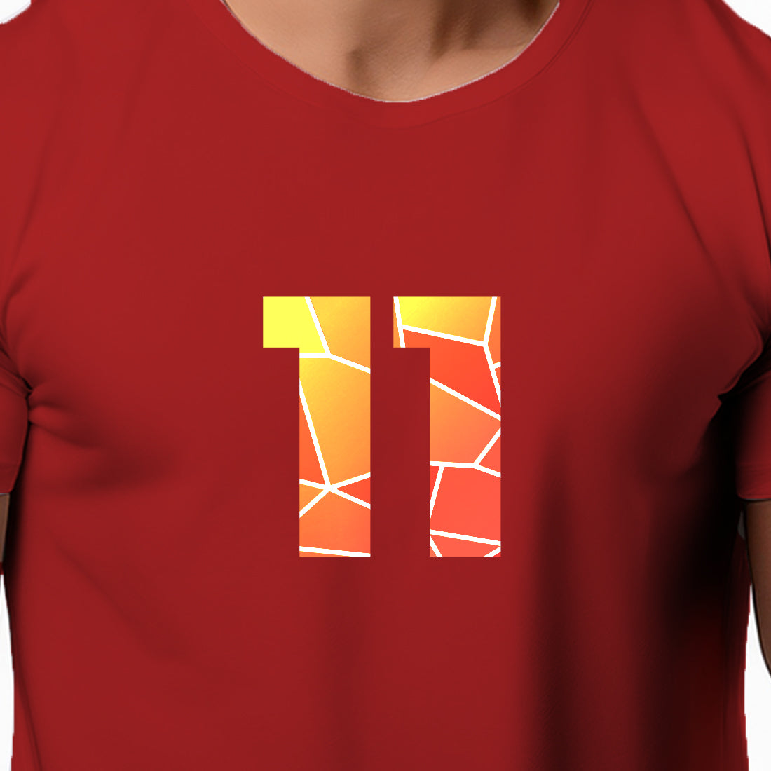 11 Number Men Unisex T-Shirt (Red)