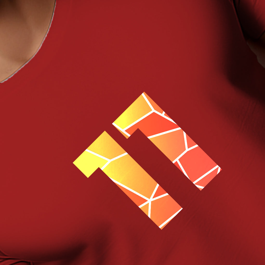 11 Number Men Unisex T-Shirt (Red)
