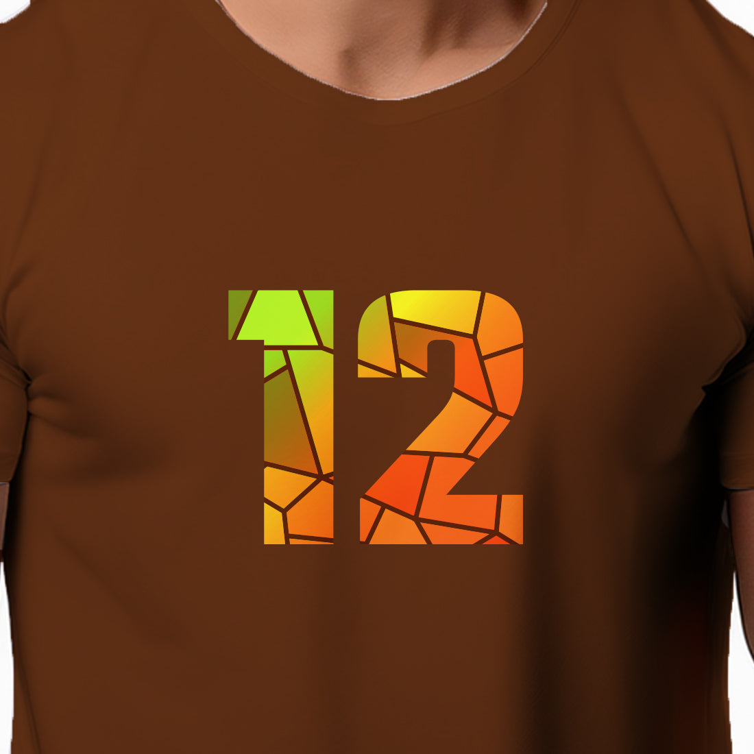 12 Number Men Unisex T-Shirt (Brown)