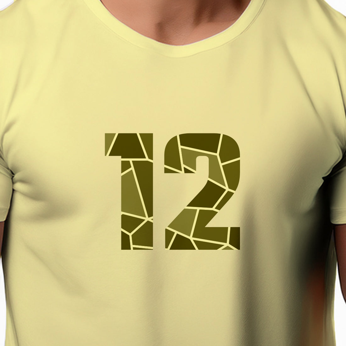 12 Number Men Unisex T-Shirt (Butter Yellow)
