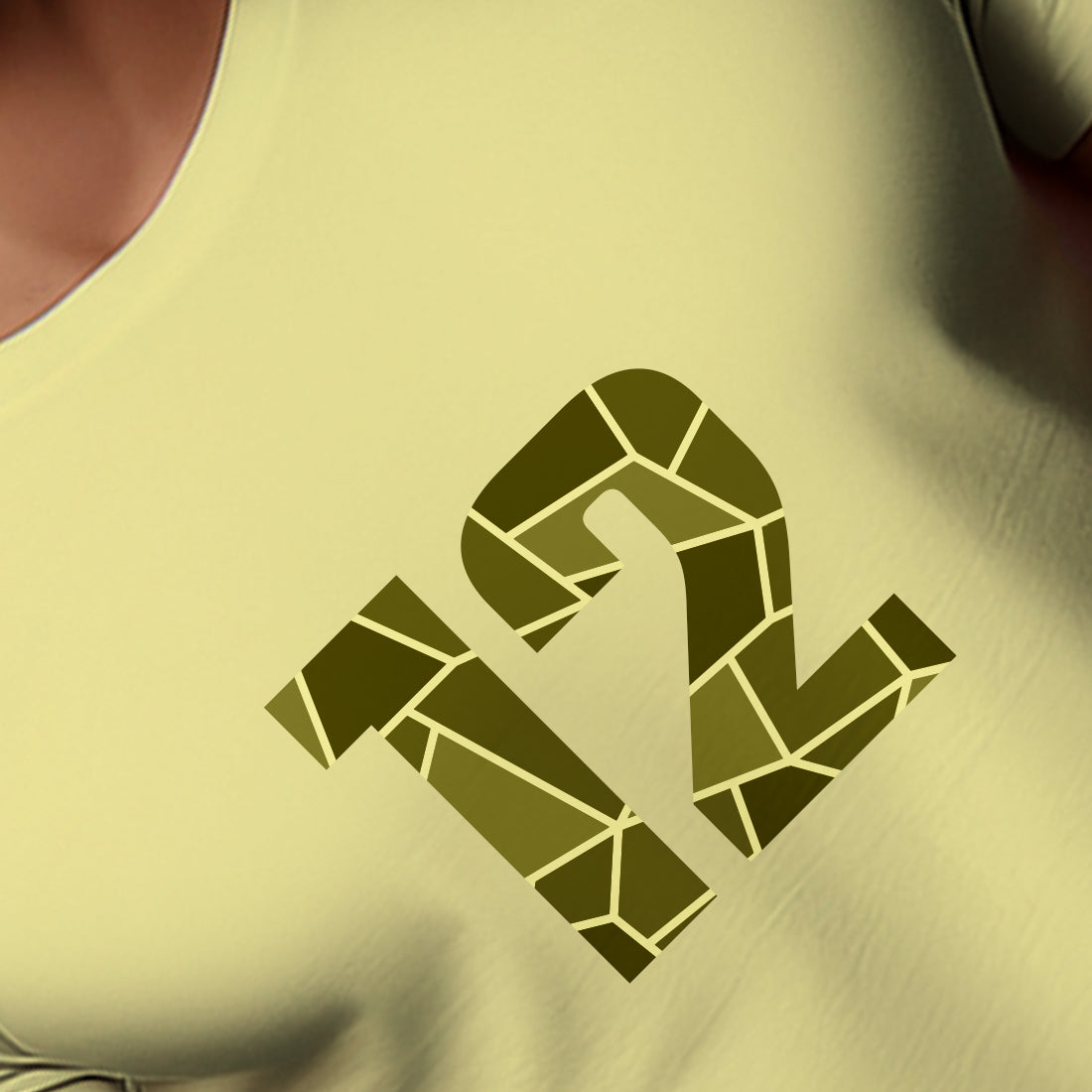 12 Number Men Unisex T-Shirt (Butter Yellow)