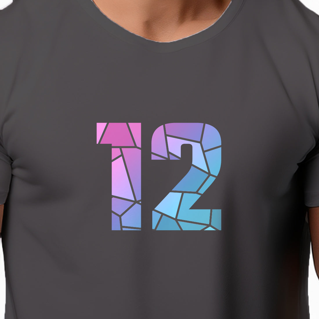 12 Number Men Unisex T-Shirt (Charcoal Grey)