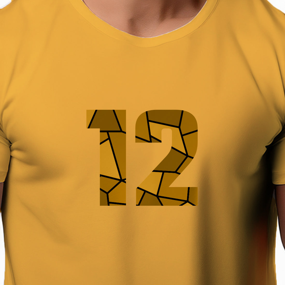 12 Number Men Unisex T-Shirt (Golden Yellow)