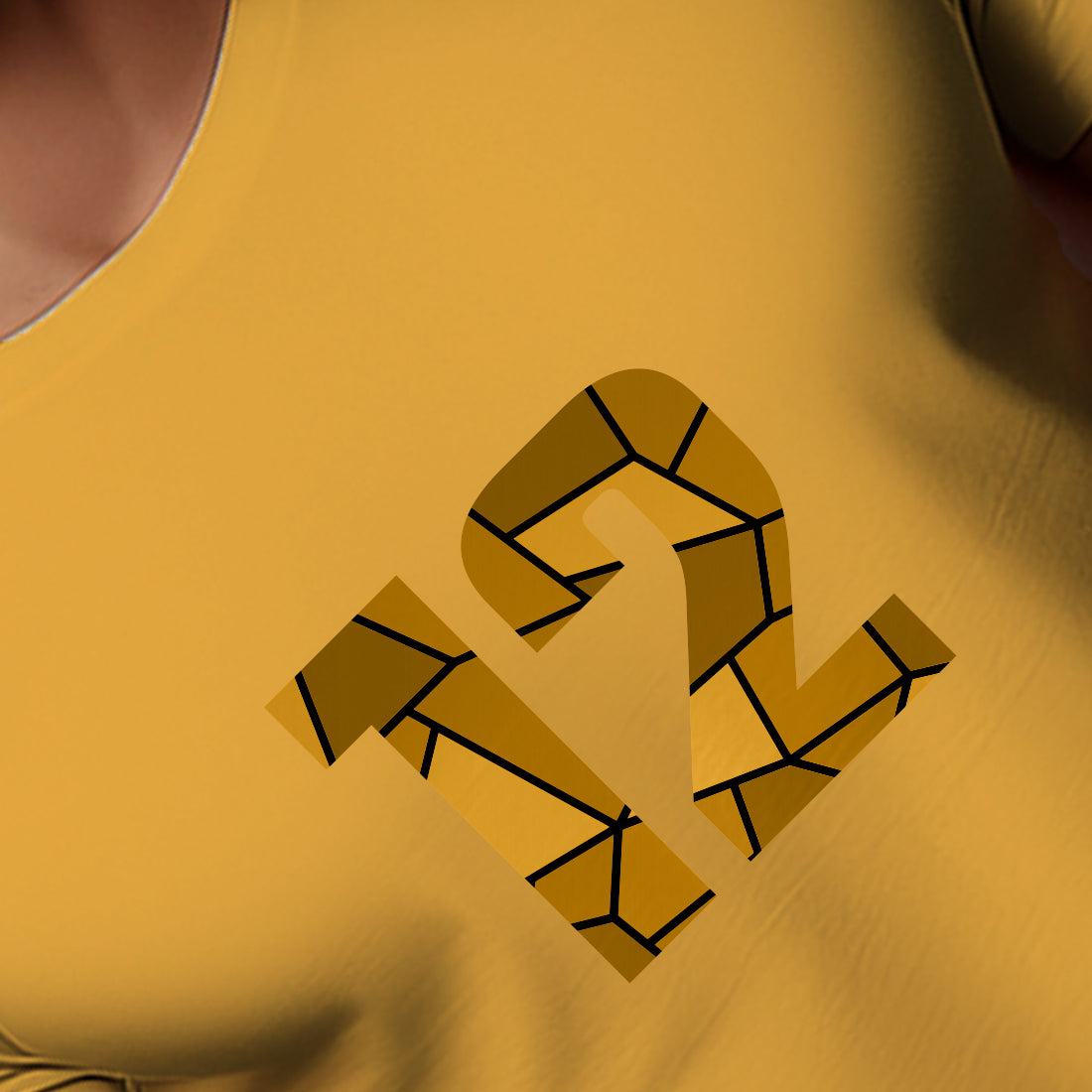 12 Number Men Unisex T-Shirt (Golden Yellow)