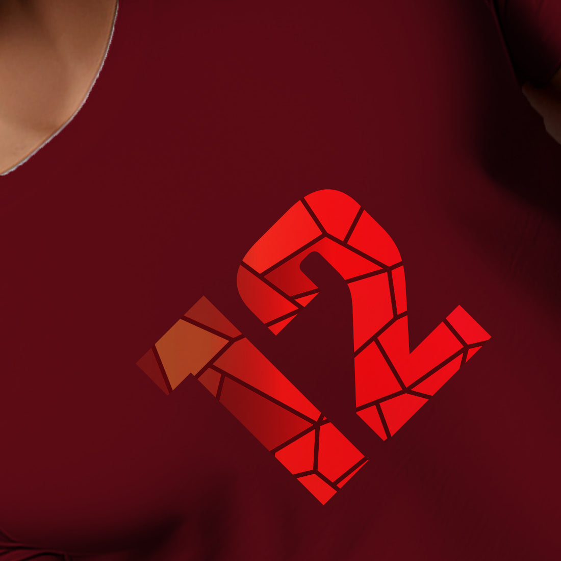 12 Number Men Unisex T-Shirt (Maroon)
