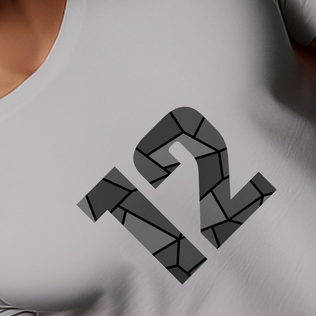 12 Number Men Unisex T-Shirt (Melange Grey)