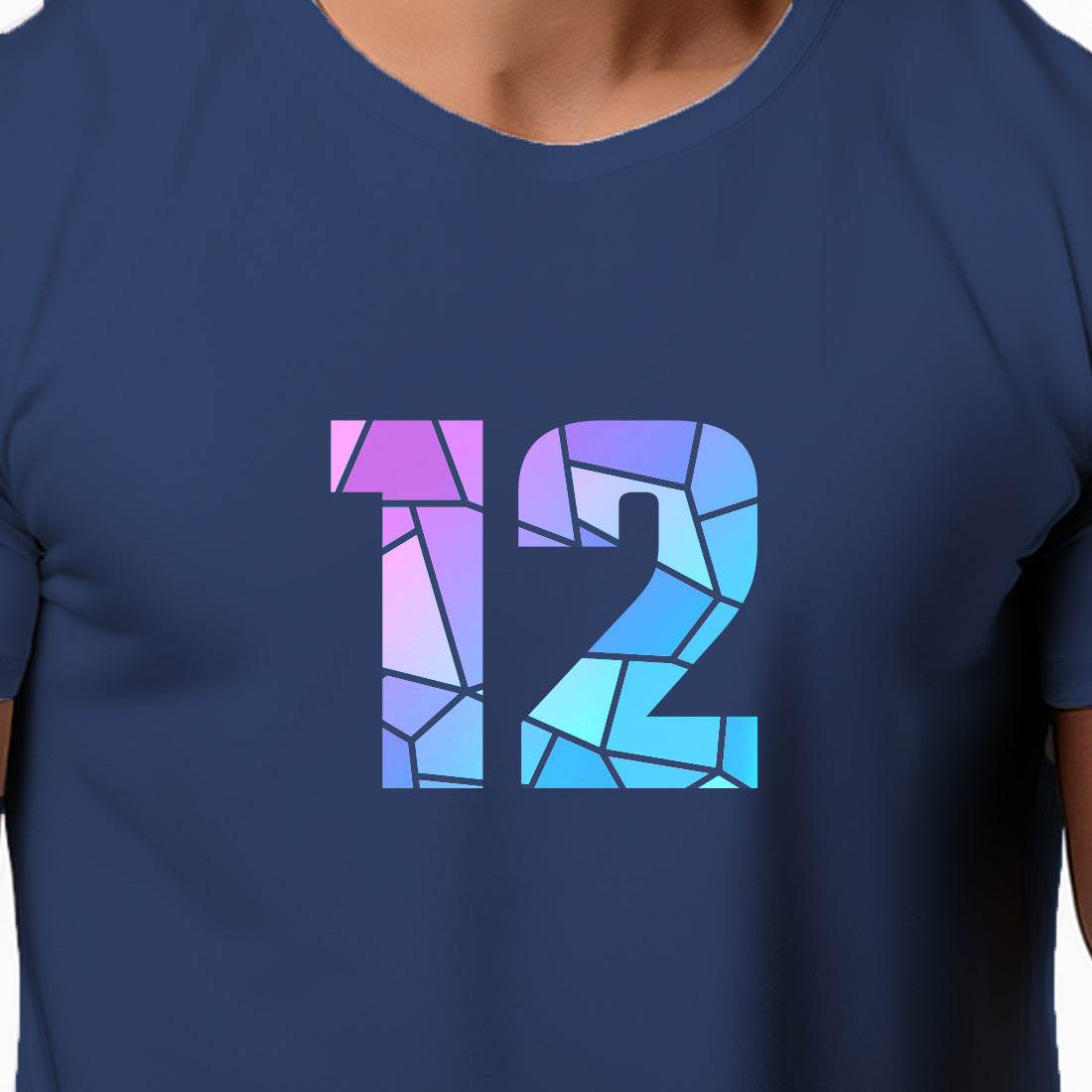 12 Number Men Unisex T-Shirt (Navy Blue)