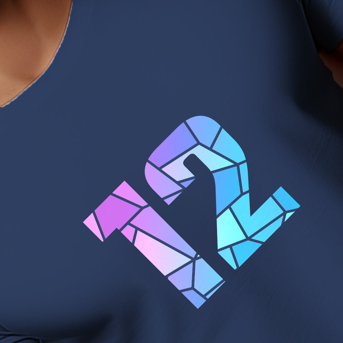 12 Number Men Unisex T-Shirt (Navy Blue)