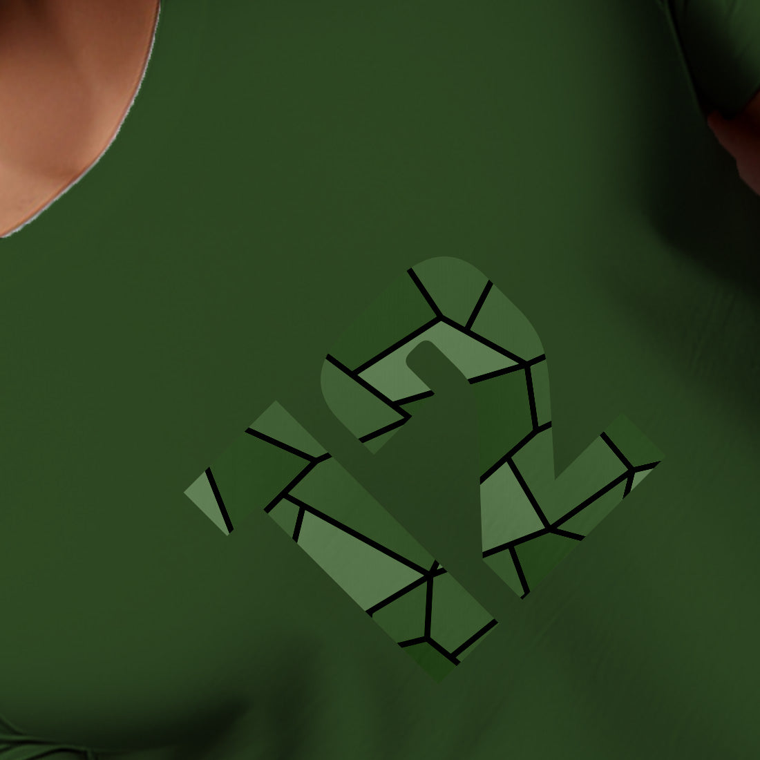 12 Number Men Unisex T-Shirt (Olive Green)