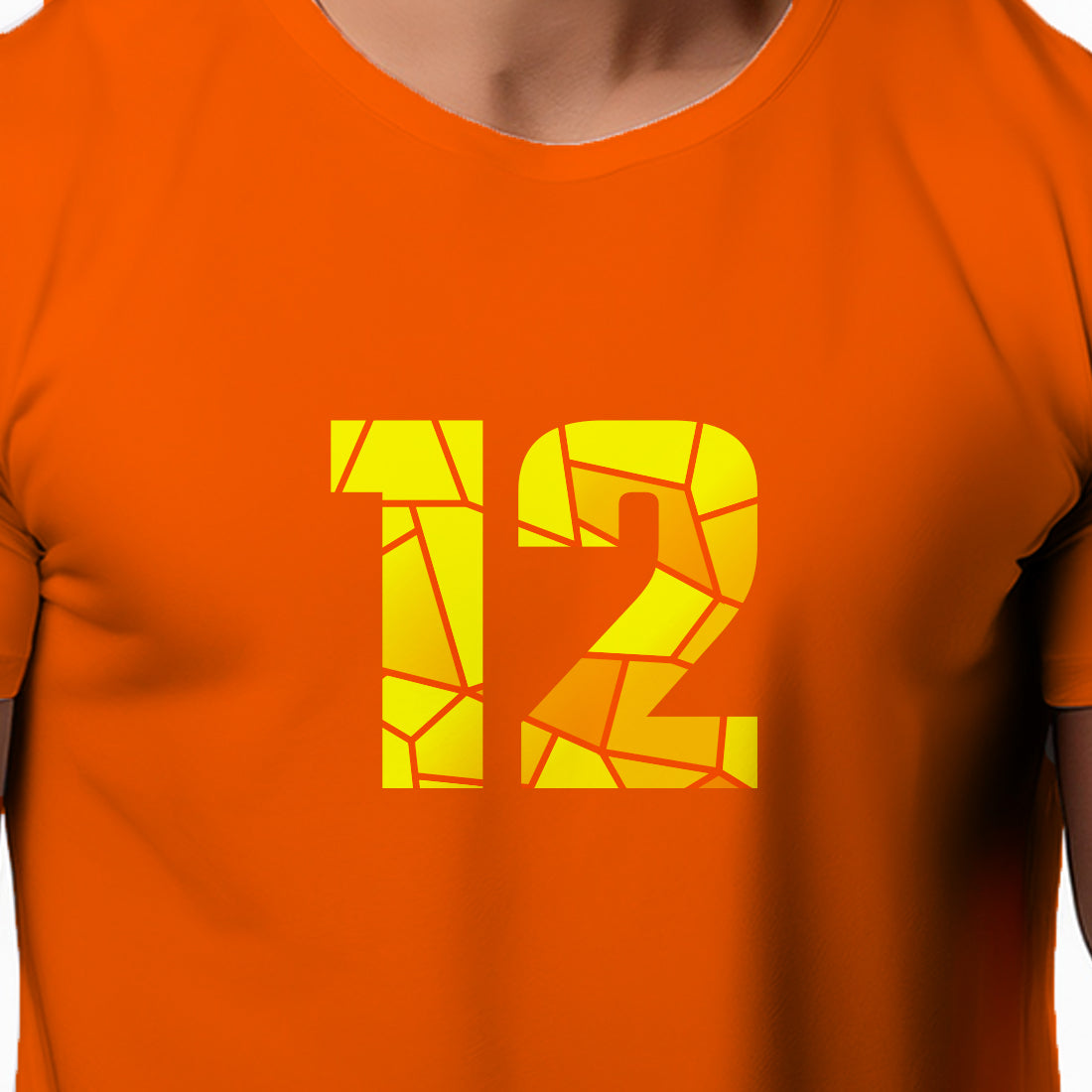 12 Number Men Unisex T-Shirt (Orange)