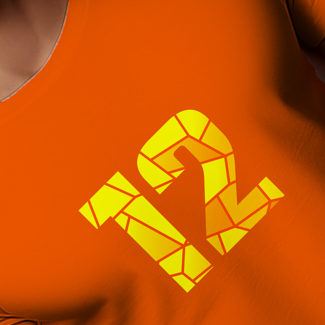12 Number Men Unisex T-Shirt (Orange)