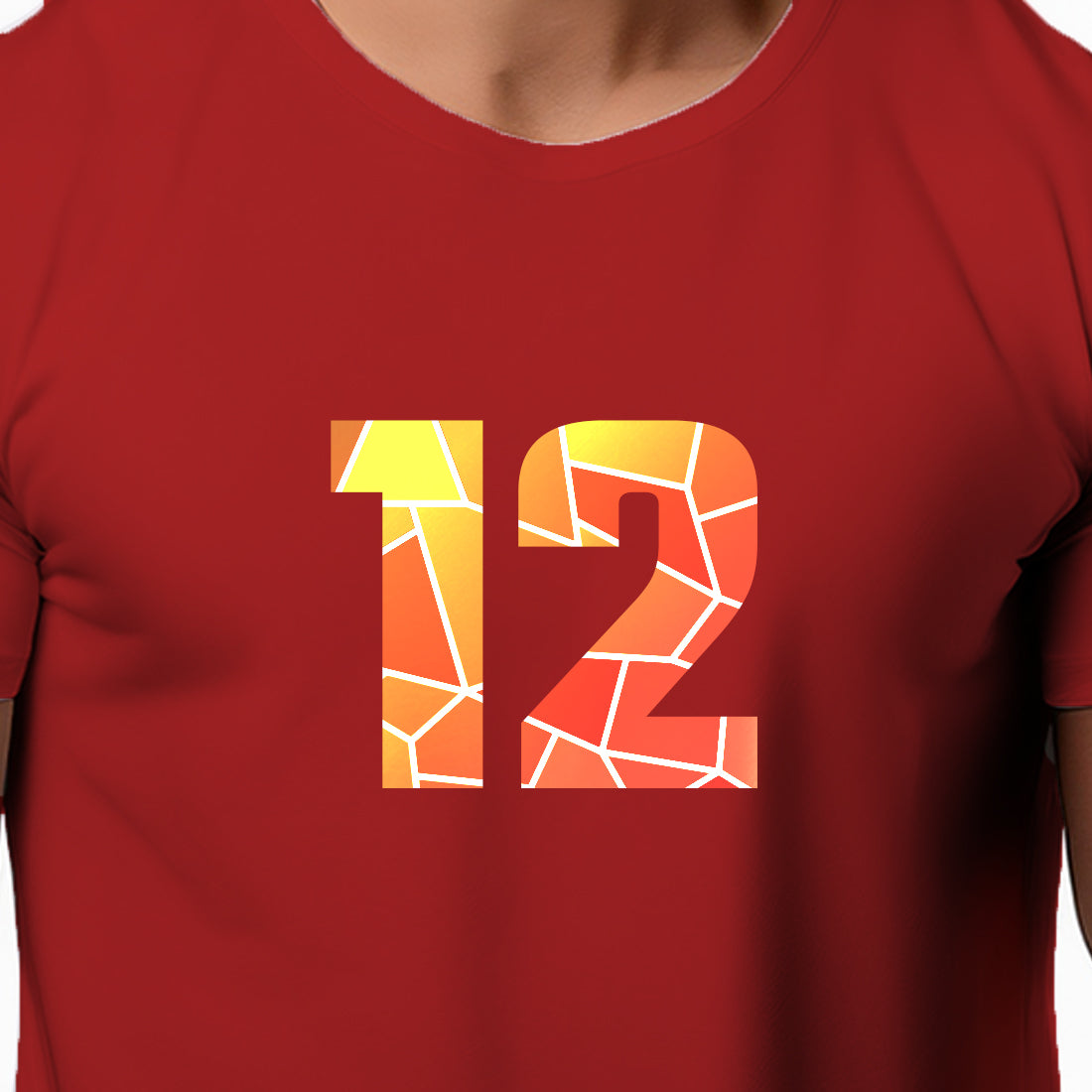 12 Number Men Unisex T-Shirt (Red)