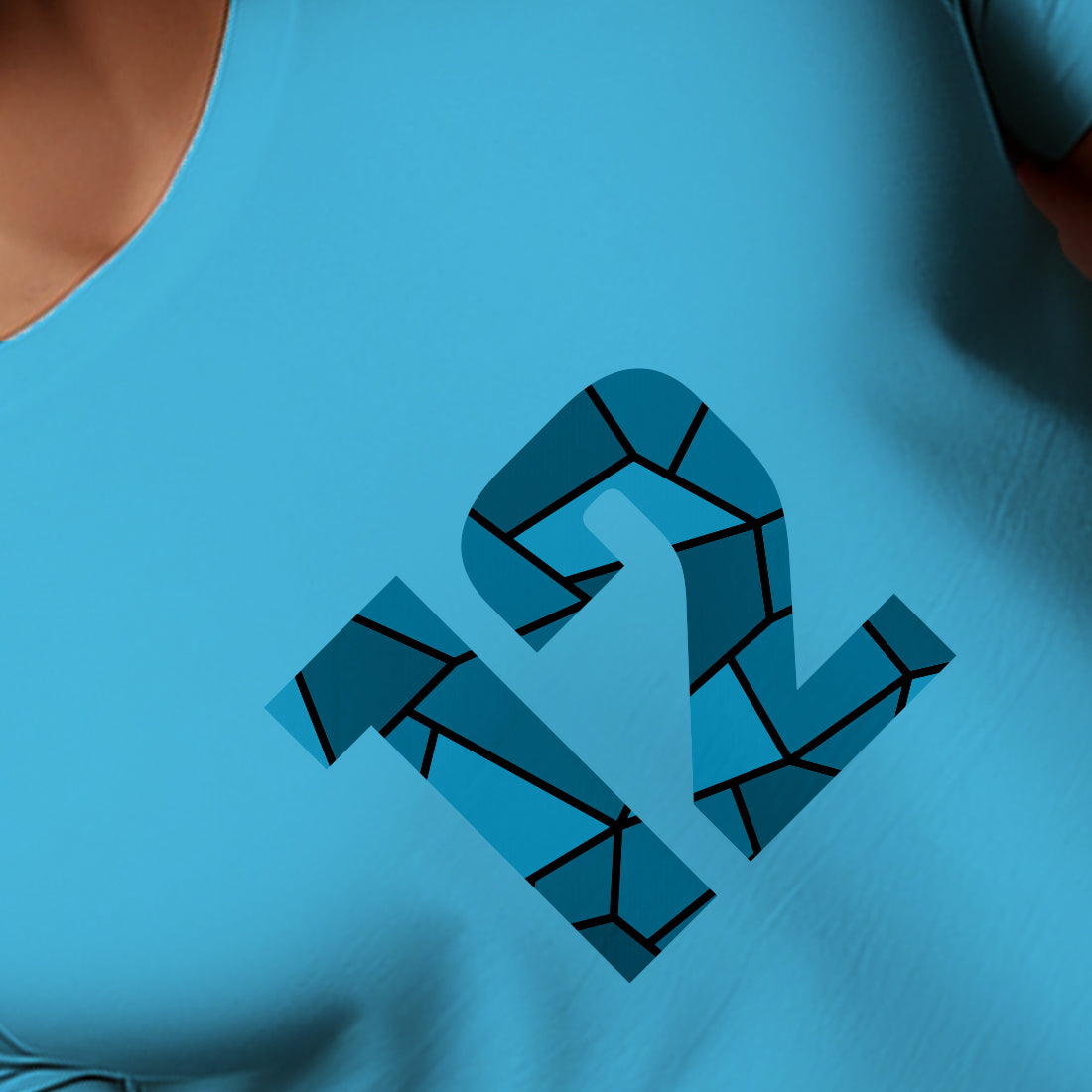 12 Number Men Unisex T-Shirt (Sky Blue)