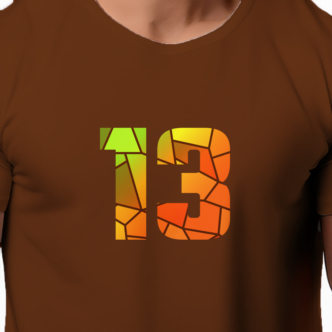 13 Number Men Unisex T-Shirt (Brown)