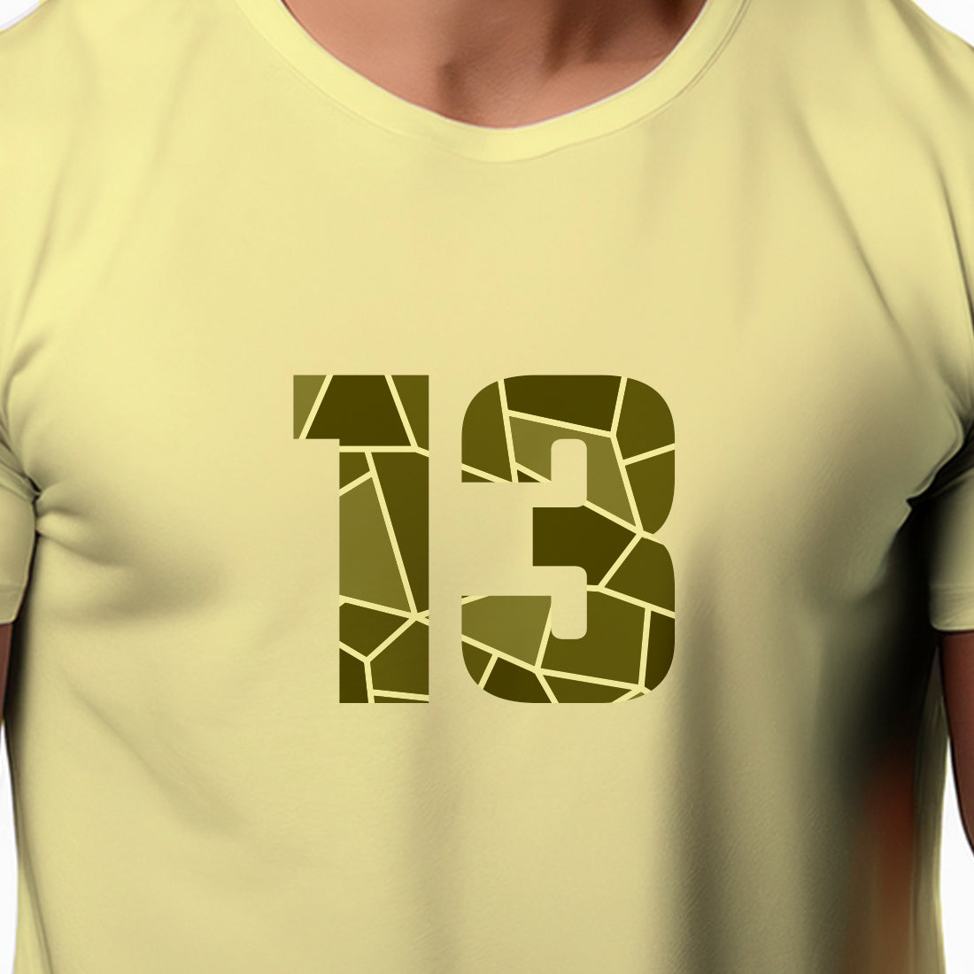 13 Number Men Unisex T-Shirt (Butter Yellow)