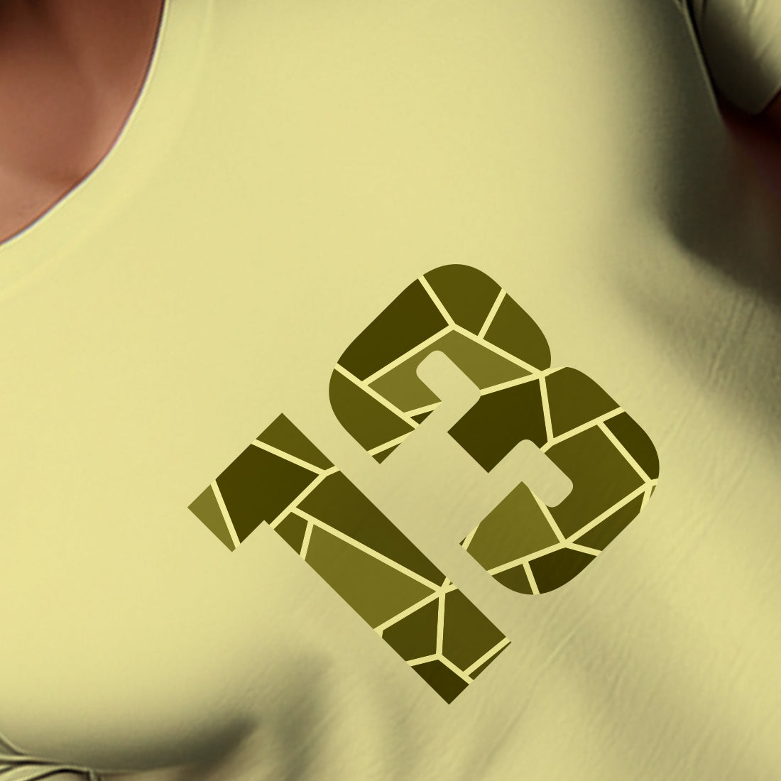 13 Number Men Unisex T-Shirt (Butter Yellow)