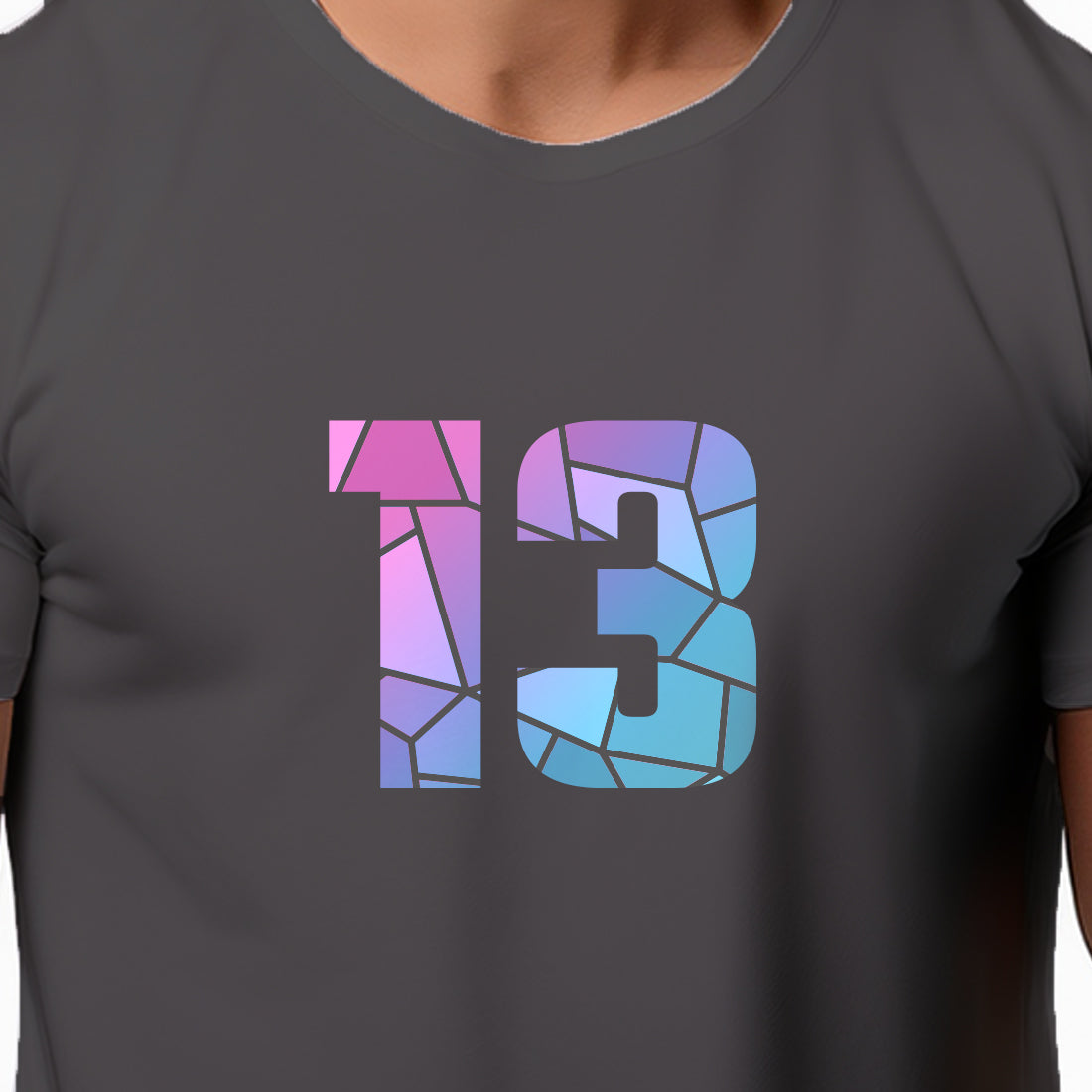 13 Number Men Unisex T-Shirt (Charcoal Grey)