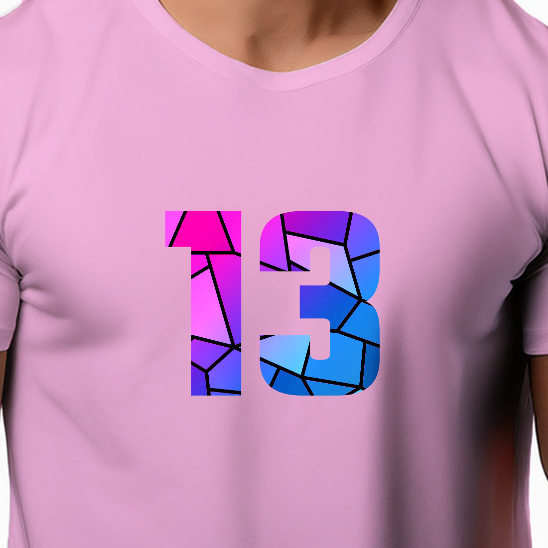 13 Number Men Unisex T-Shirt (Light Pink)