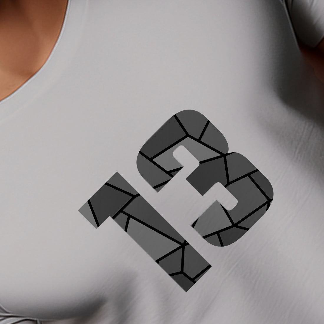 13 Number Men Unisex T-Shirt (Melange Grey)