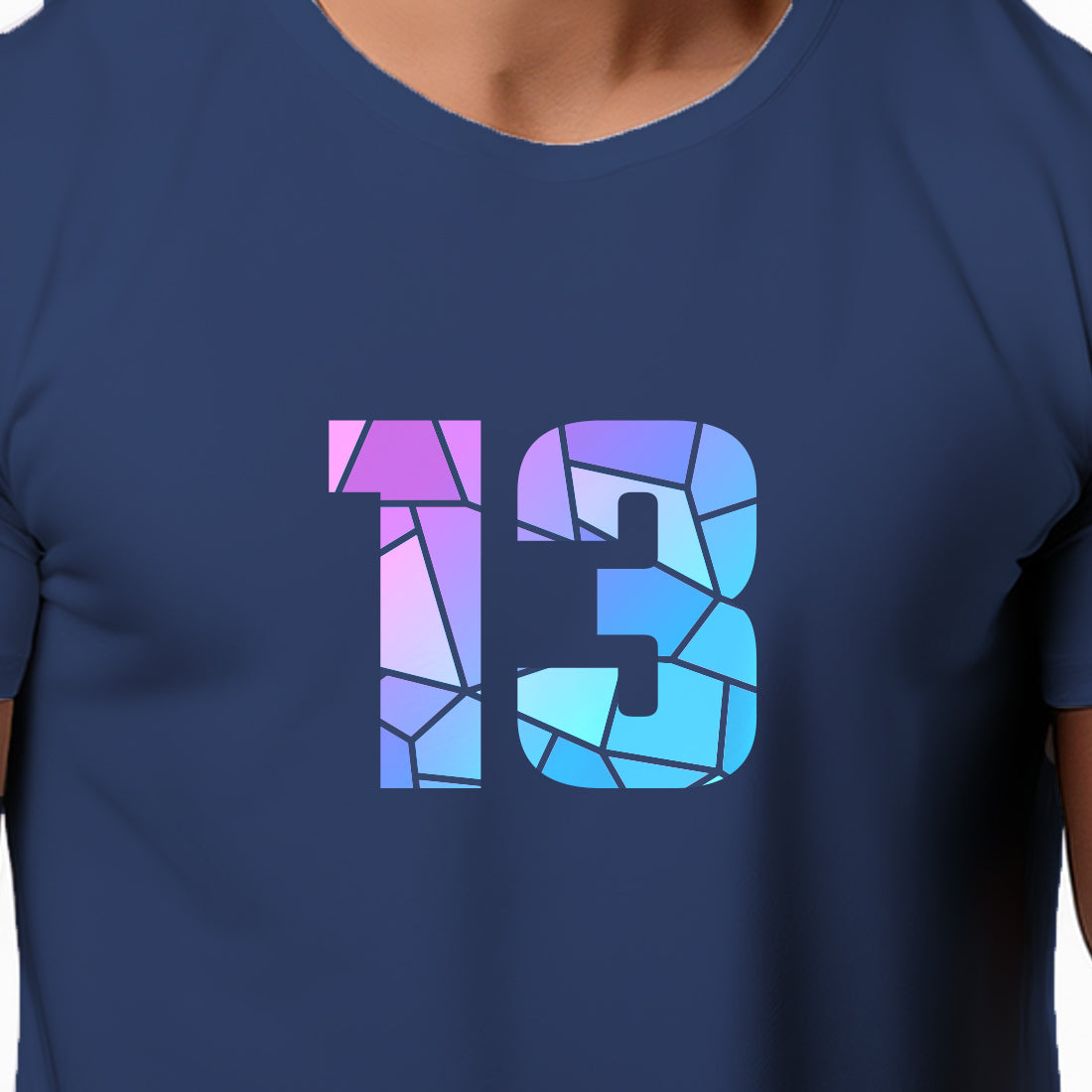 13 Number Men Unisex T-Shirt (Navy Blue)
