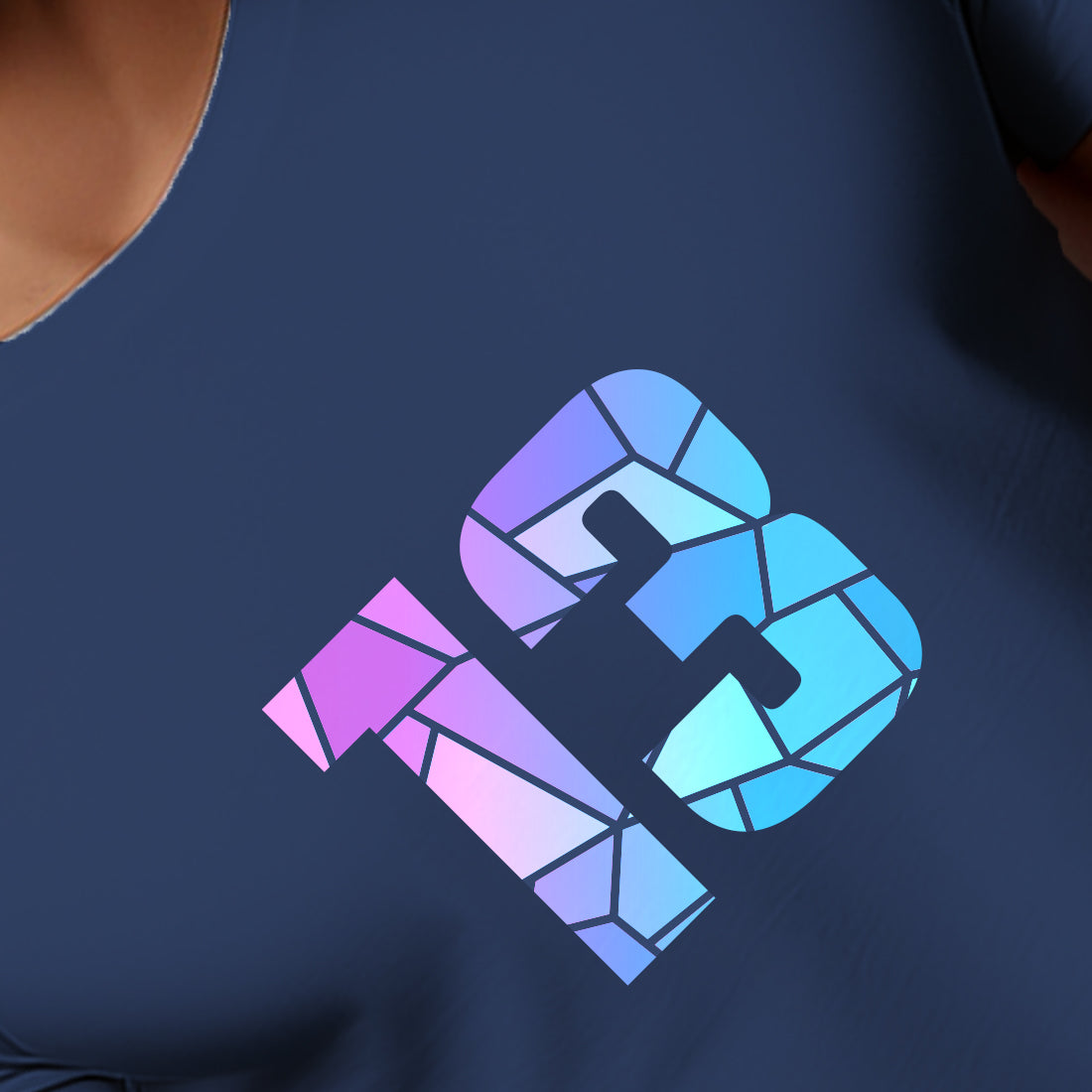 13 Number Men Unisex T-Shirt (Navy Blue)