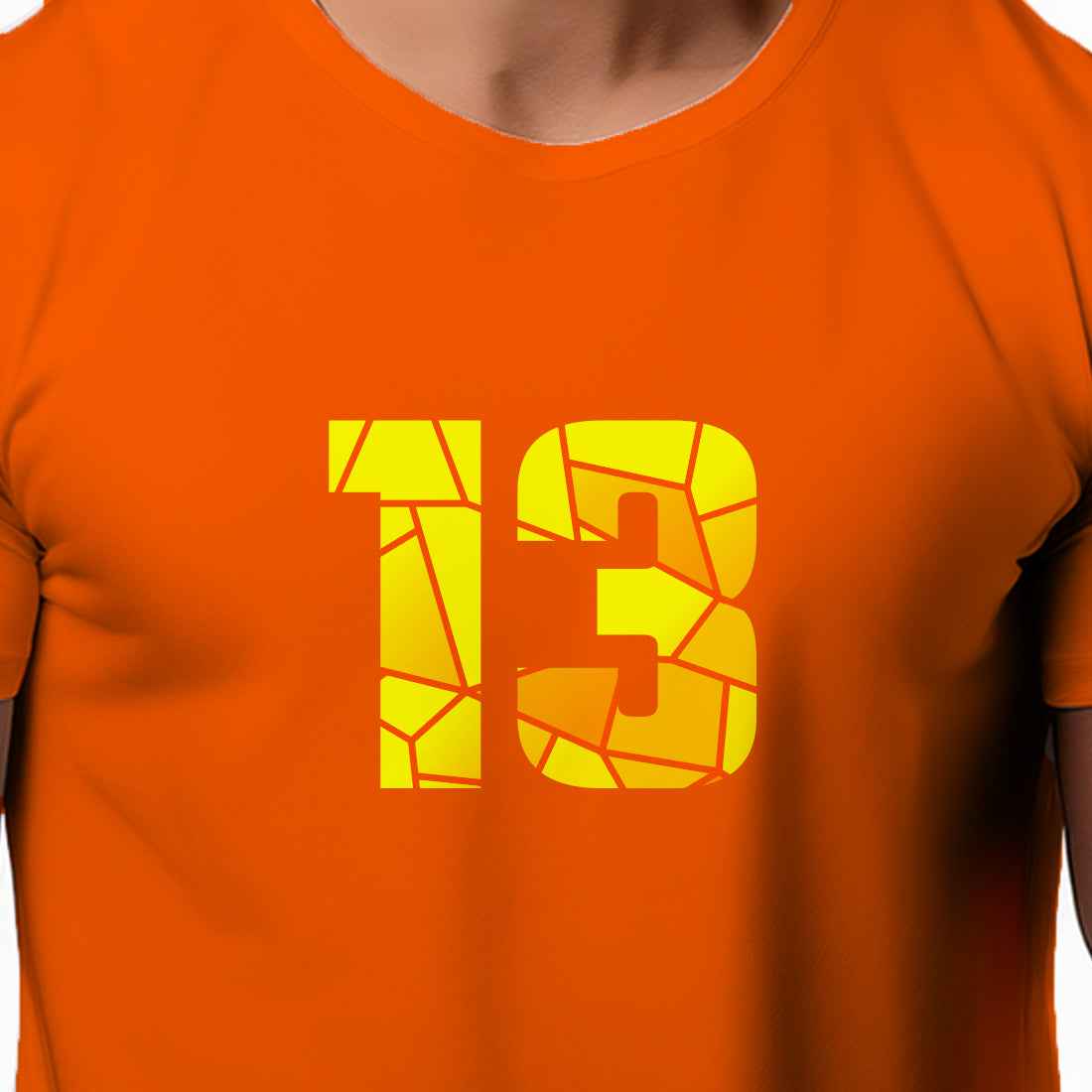 13 Number Men Unisex T-Shirt (Orange)